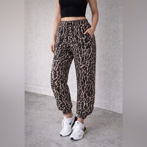 Nike Black and Brown Cheetah Sweatpants